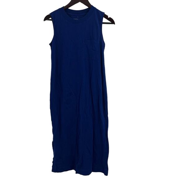 Everlane Blue Cotton Tee Shirt Dress Midi Size XS FLAW New - Picture 1 of 7